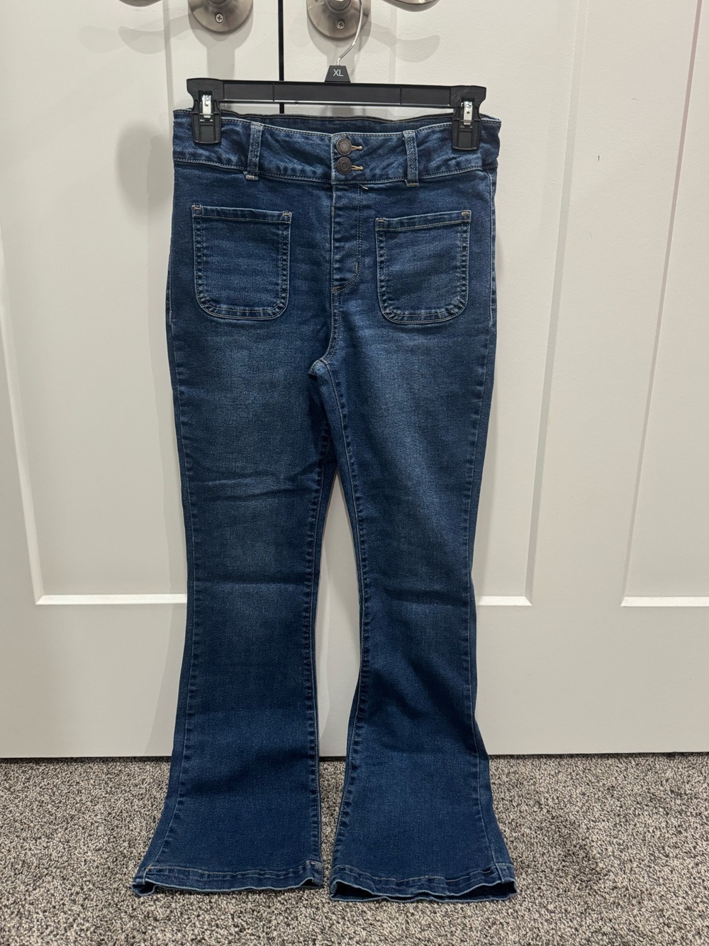 Vanilla star girls dark Blue wide Flare Jeans - Stretch Denim